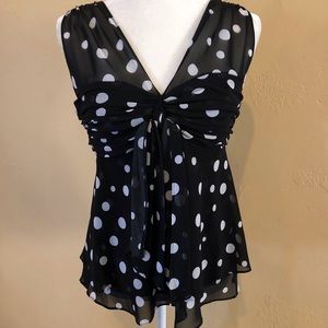 ❇️ R&M Richards blouse, Black & white, polka dot